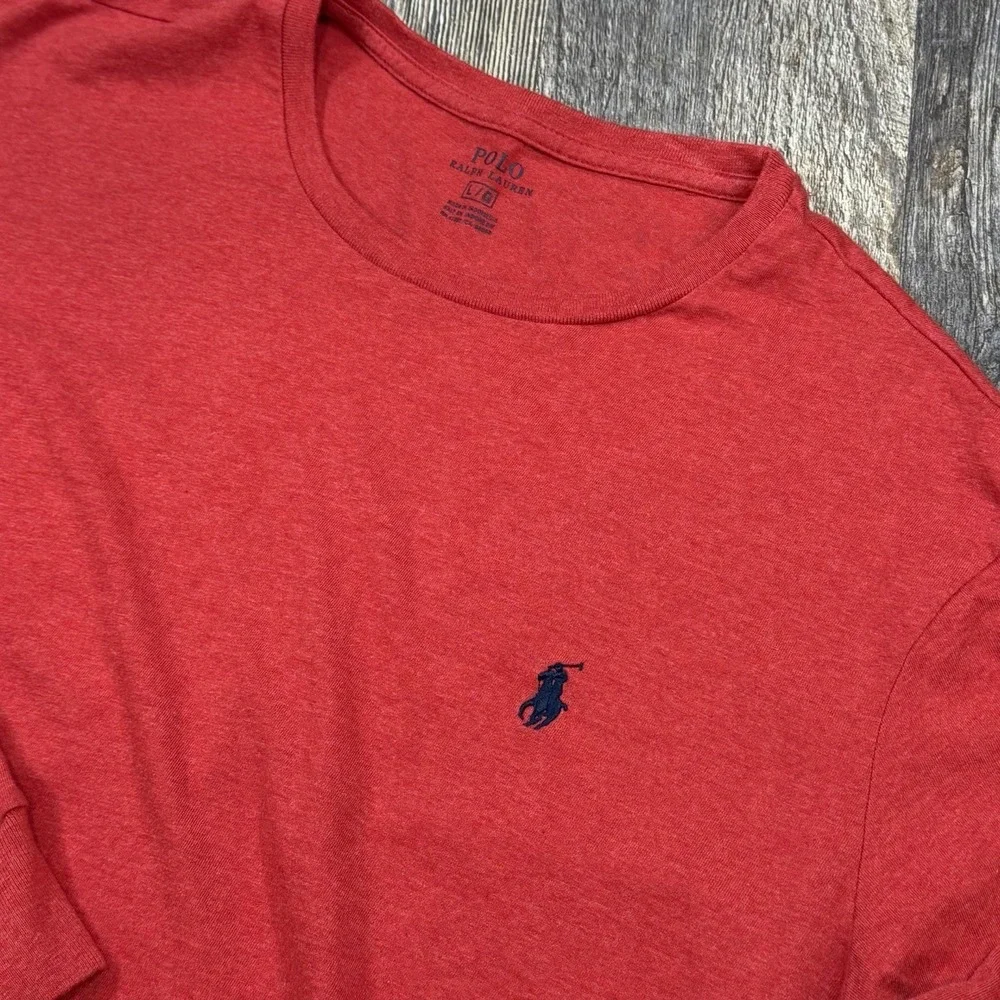 Polo Ralph Lauren Mens Large Long Sleeve T-Shirt Red Heather Pony Logo Crew Neck